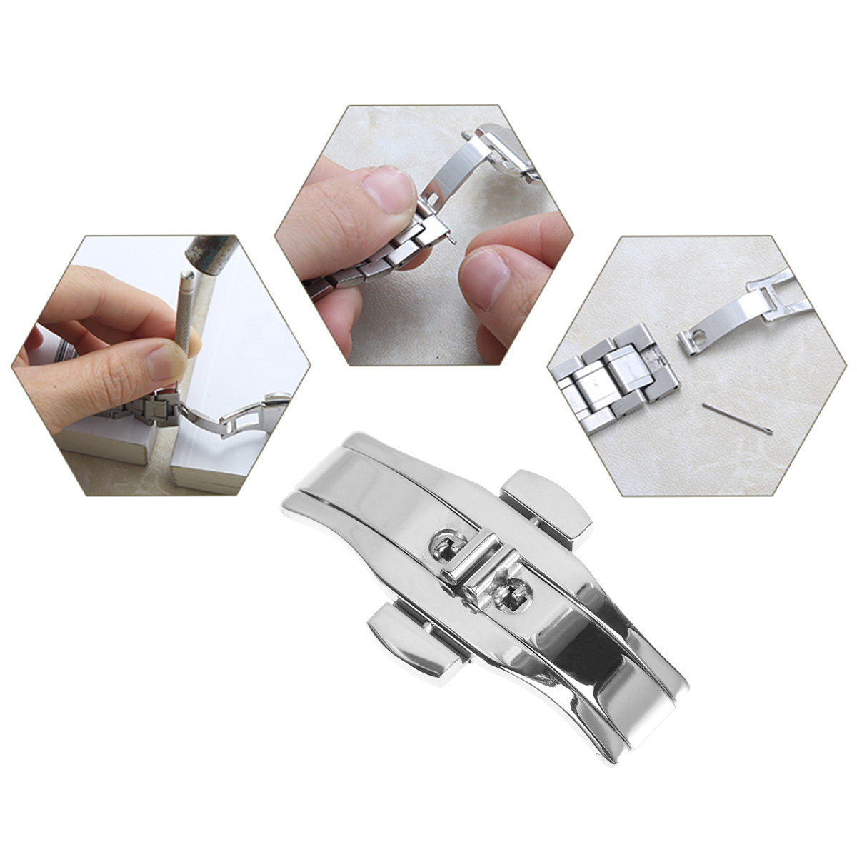 Stainless Mesh Band - Stainless Steel Double Push Button Watch