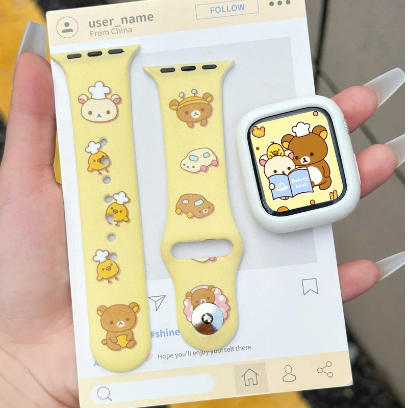 Cute Rilakkuma Print Silicone  - Silicone Band Replacement 评论和价格