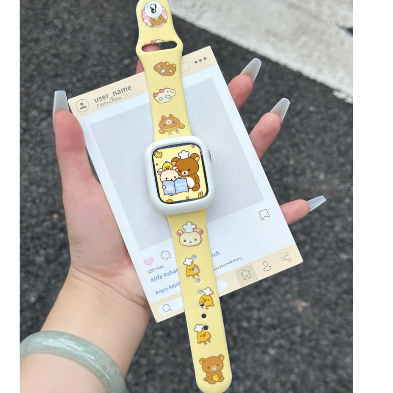 Cute Rilakkuma Print Silicone  - Silicone Band Replacement 评论和价格