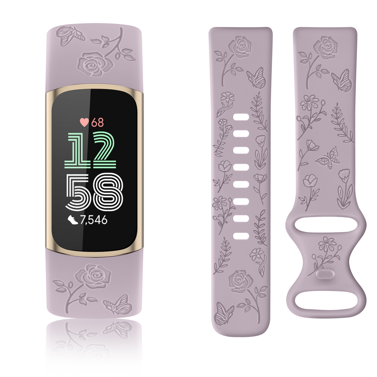Flower Engraved Watch Strap Fo - Silicone Band Replacement 评论和价格