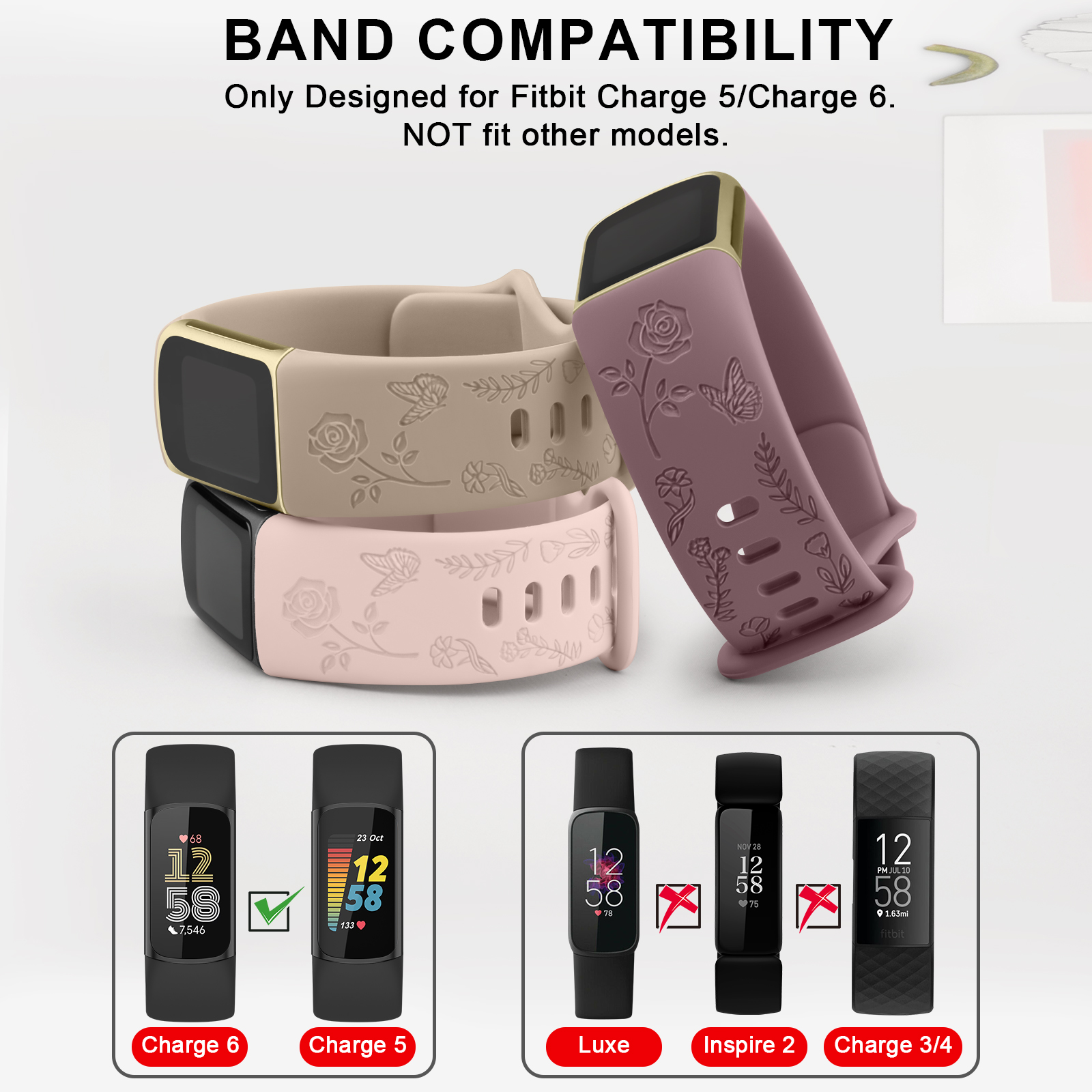 Flower Engraved Watch Strap Fo - Silicone Band Replacement 评论和价格