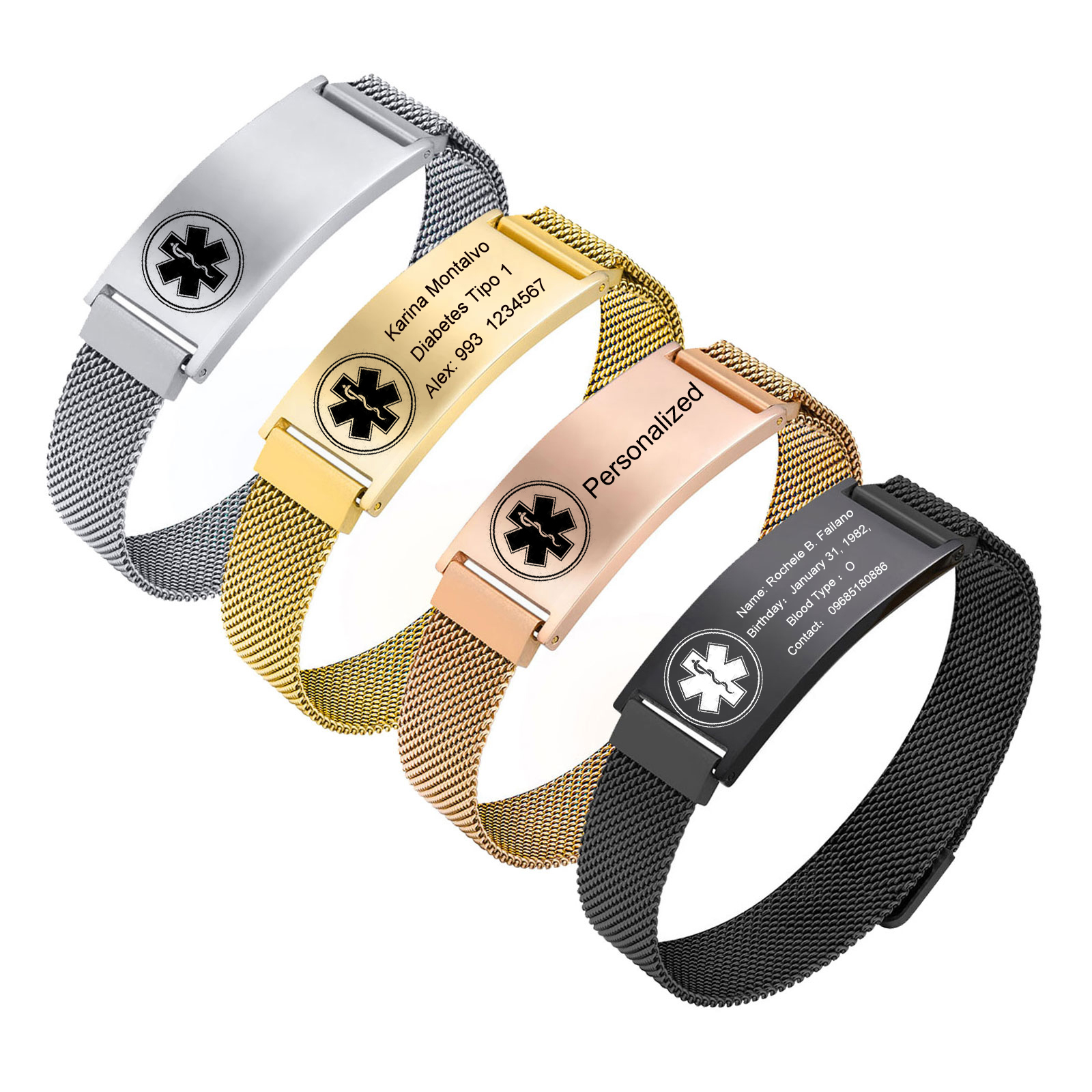 Persoanlized Medical Alert ID  - Stainless Mesh Band 评论和价格