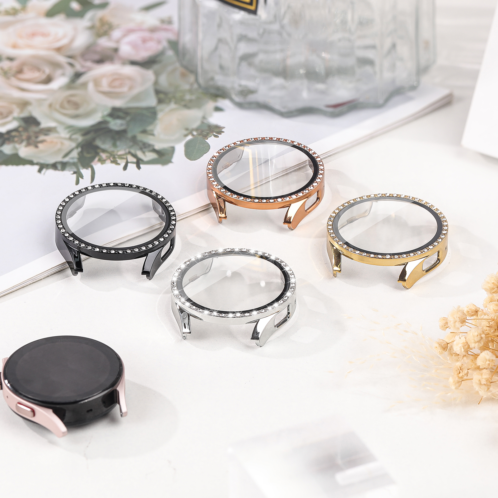 Glass+Diamond Case for Samsung - Smartwatch Watch Accessories For Women 评论和价格