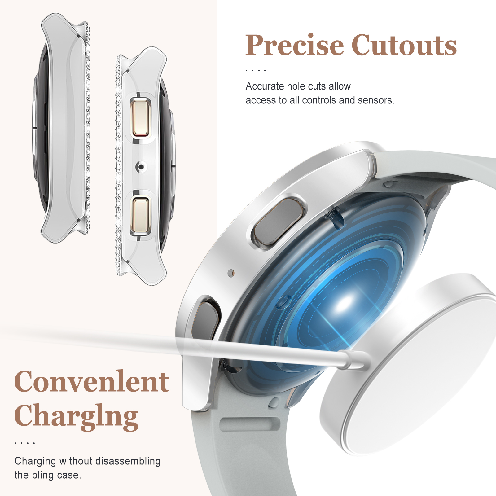 Glass+Diamond Case for Samsung - Smartwatch Watch Accessories For Women 评论和价格